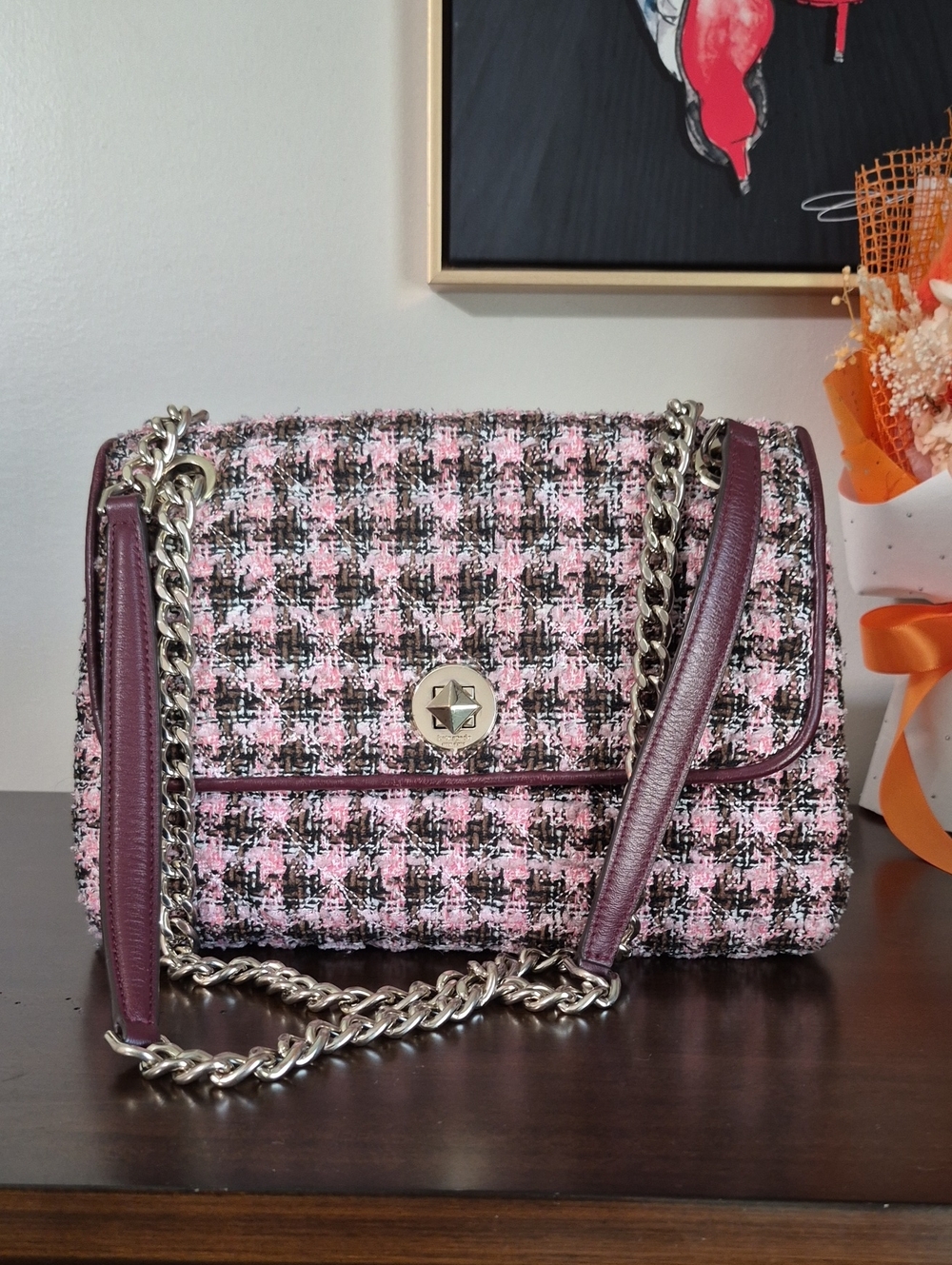 Kate Spade Tweed Chain And Leather Bag